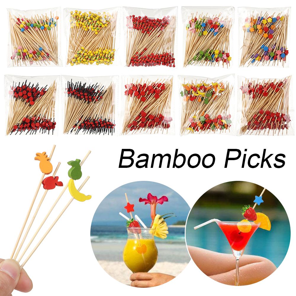 Bamboo Cutlery Set - 100Pcs Disposable Bamboo Picks Fruit Sticks