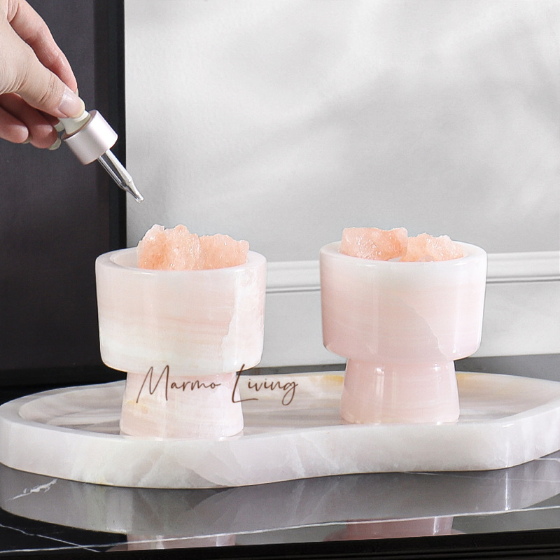Scented Candle Luxury - Biała Onyksowa Taca z Naturalnego Marmuru